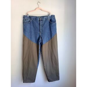 Cabelas Mens 44x32 Fleece Lined Upland Hunting Pants Denim Nylon Brush Guard